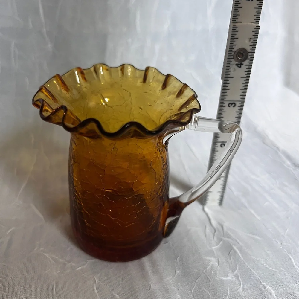 Glass Container With Handle Flowering Rim Detail - Picture 2 of 3